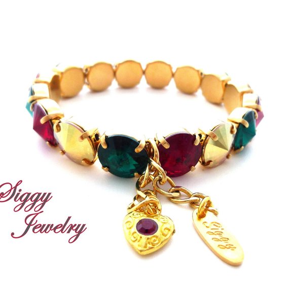 JINGLE MINGLE Christmas Rivoli Stretch Bracelet Made with 12mm Austrian Crystals - Picture 4 of 6